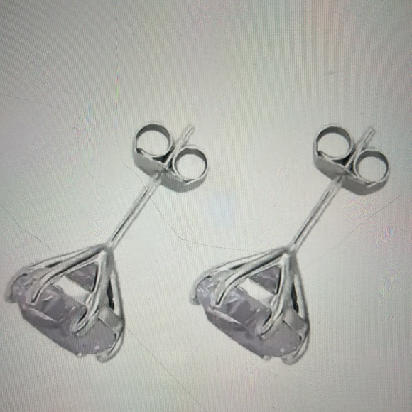 Lustro Stella Concave cut Finest CZ Earrings in Platinum over Sterling Silver - Picture 4 of 7